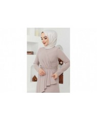 Eylül Krep Elbise - Bej