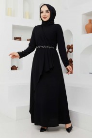 Eylül Krep Elbise - Siyah