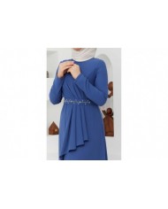 Eylül Krep Elbise - İndigo