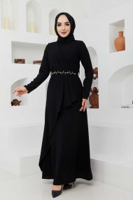 Eylül Krep Elbise - Siyah