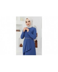 Eylül Krep Elbise - İndigo