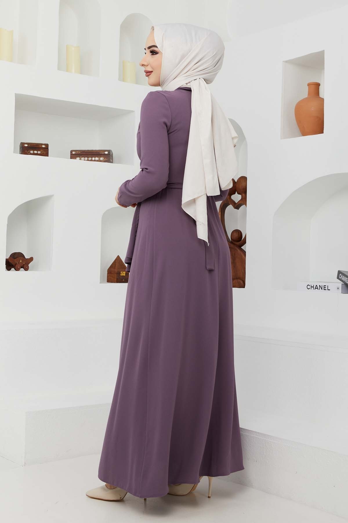 Eylül Krep Elbise - Lila