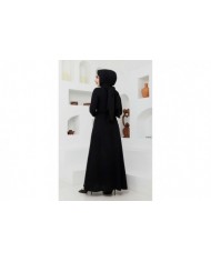 Eylül Krep Elbise - Siyah
