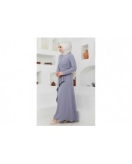 Eylül Krep Elbise - Gri