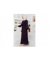 Ecrin Krep Elbise - Mürdüm