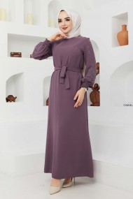 Ecrin Krep Elbise - Lila