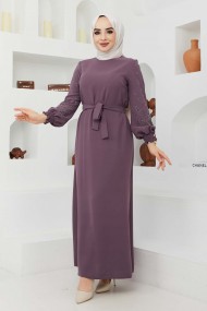 Ecrin Krep Elbise - Lila