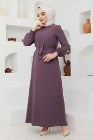 Ecrin Krep Elbise - Lila