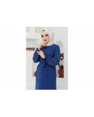 Ecrin Krep Elbise - İndigo