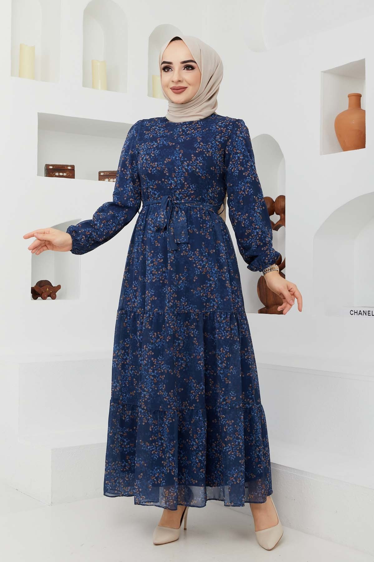 Çiçek Şifon Elbise - Laci