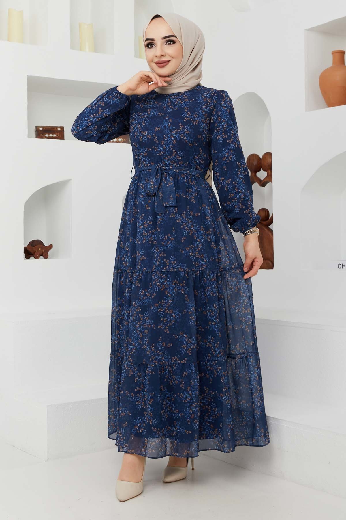 Çiçek Şifon Elbise - Laci