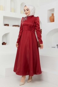 Taş Saten Abiye - Bordo