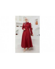 Taş Saten Abiye - Bordo