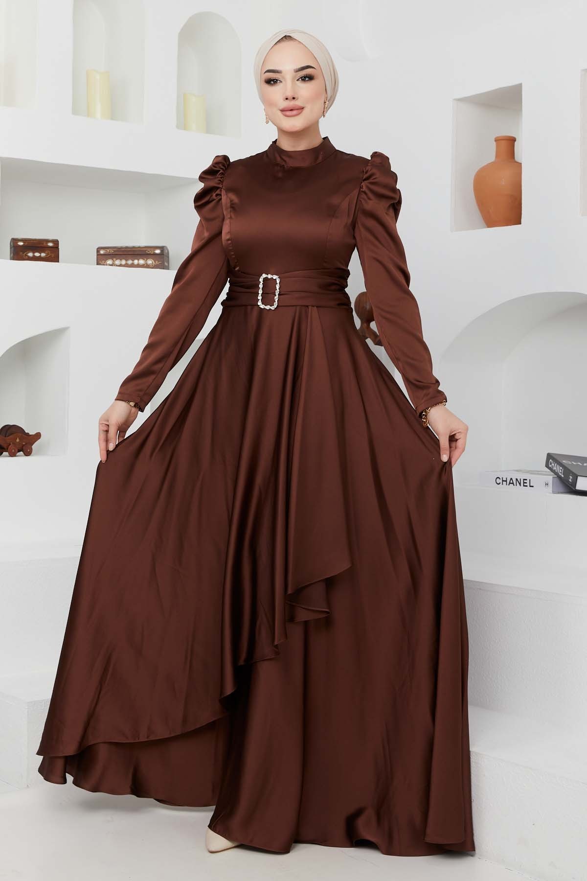 Bade Saten Abiye - Kahve