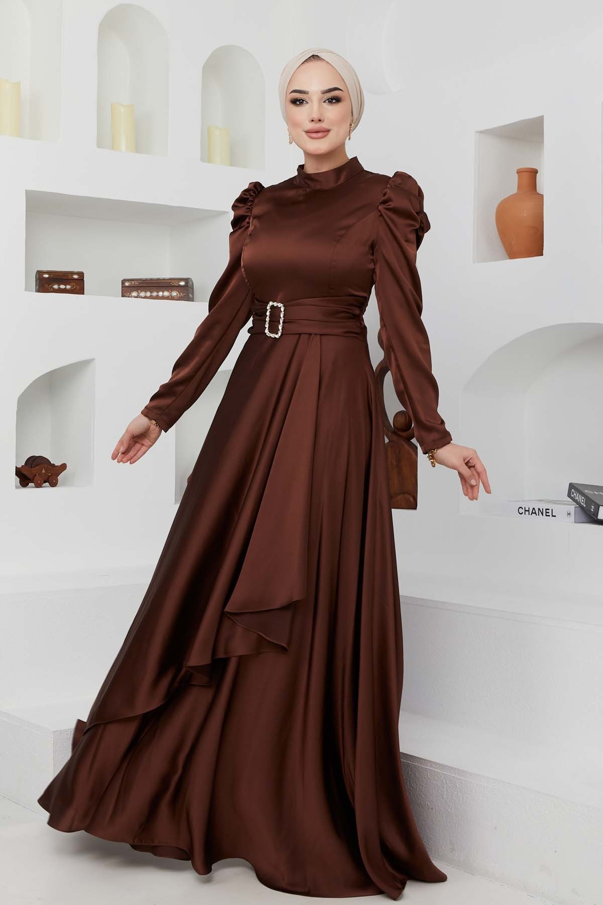 Bade Saten Abiye - Kahve