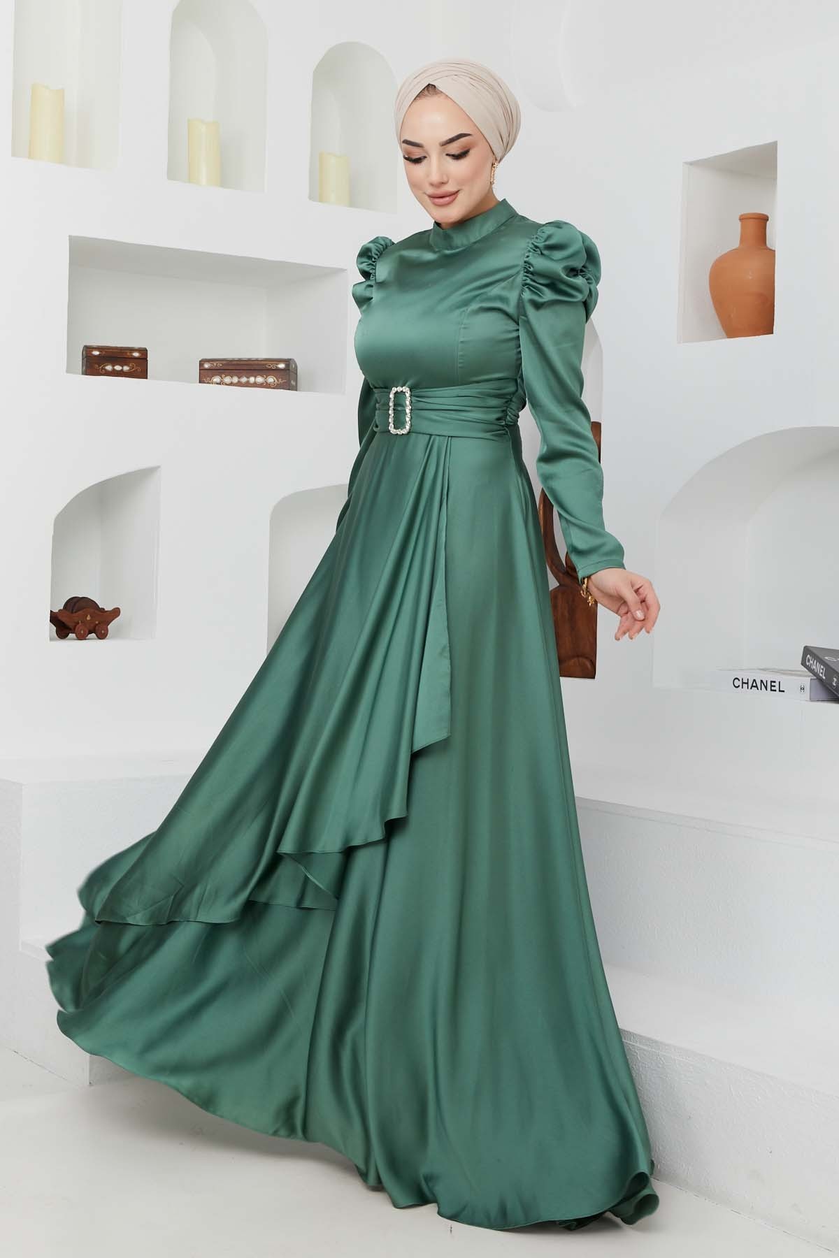 Bade Saten Abiye - Yeşil