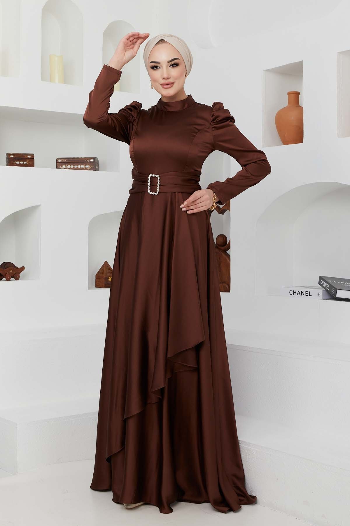 Bade Saten Abiye - Kahve