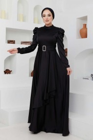 Bade Saten Abiye - Siyah