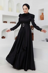 Bade Saten Abiye - Siyah