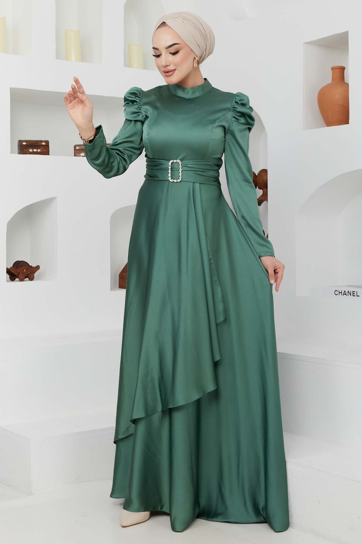 Bade Saten Abiye - Yeşil