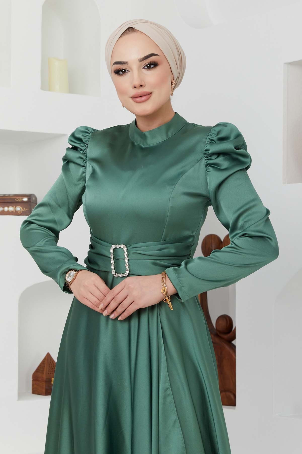 Bade Saten Abiye - Yeşil