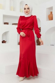 Ahu Saten Abiye - Kırmızı