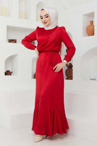 Ahu Saten Abiye - Kırmızı