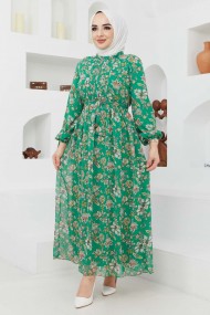 Sıla Şifon Elbise - Yeşil