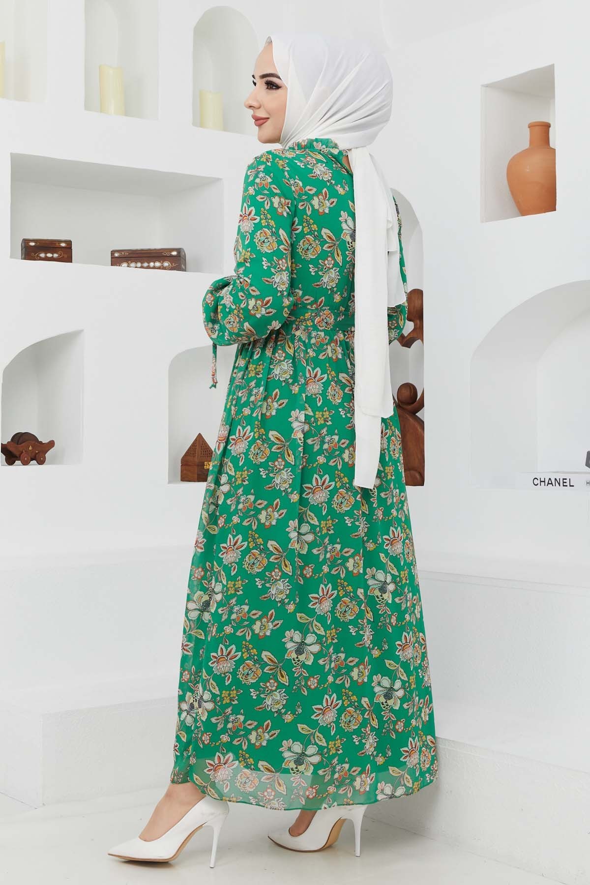 Sıla Şifon Elbise - Yeşil