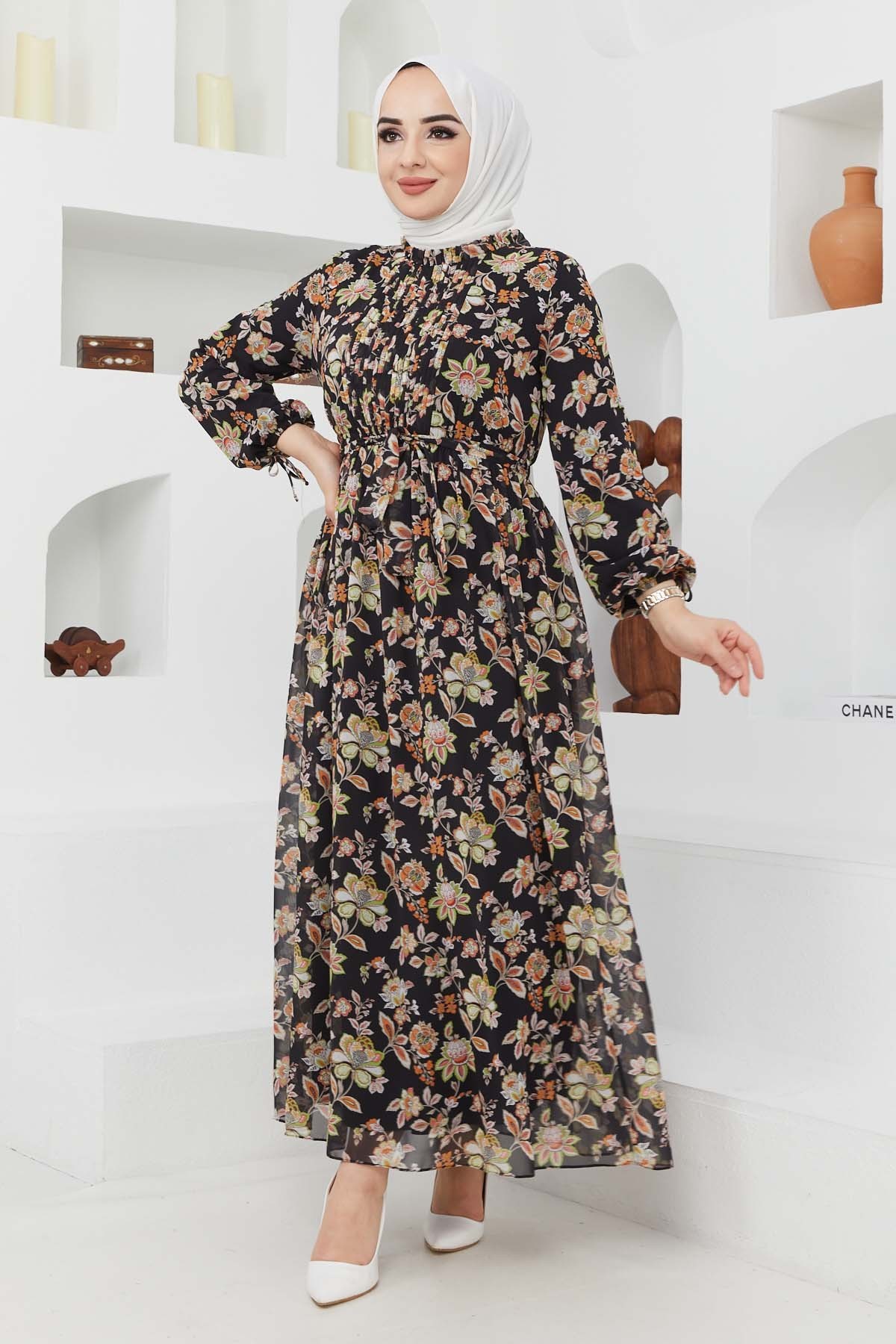 Sıla Şifon Elbise - Siyah