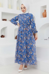 Sıla Şifon Elbise - Mavi