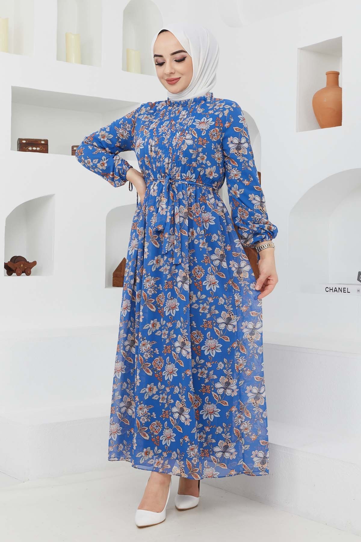 Sıla Şifon Elbise - Mavi