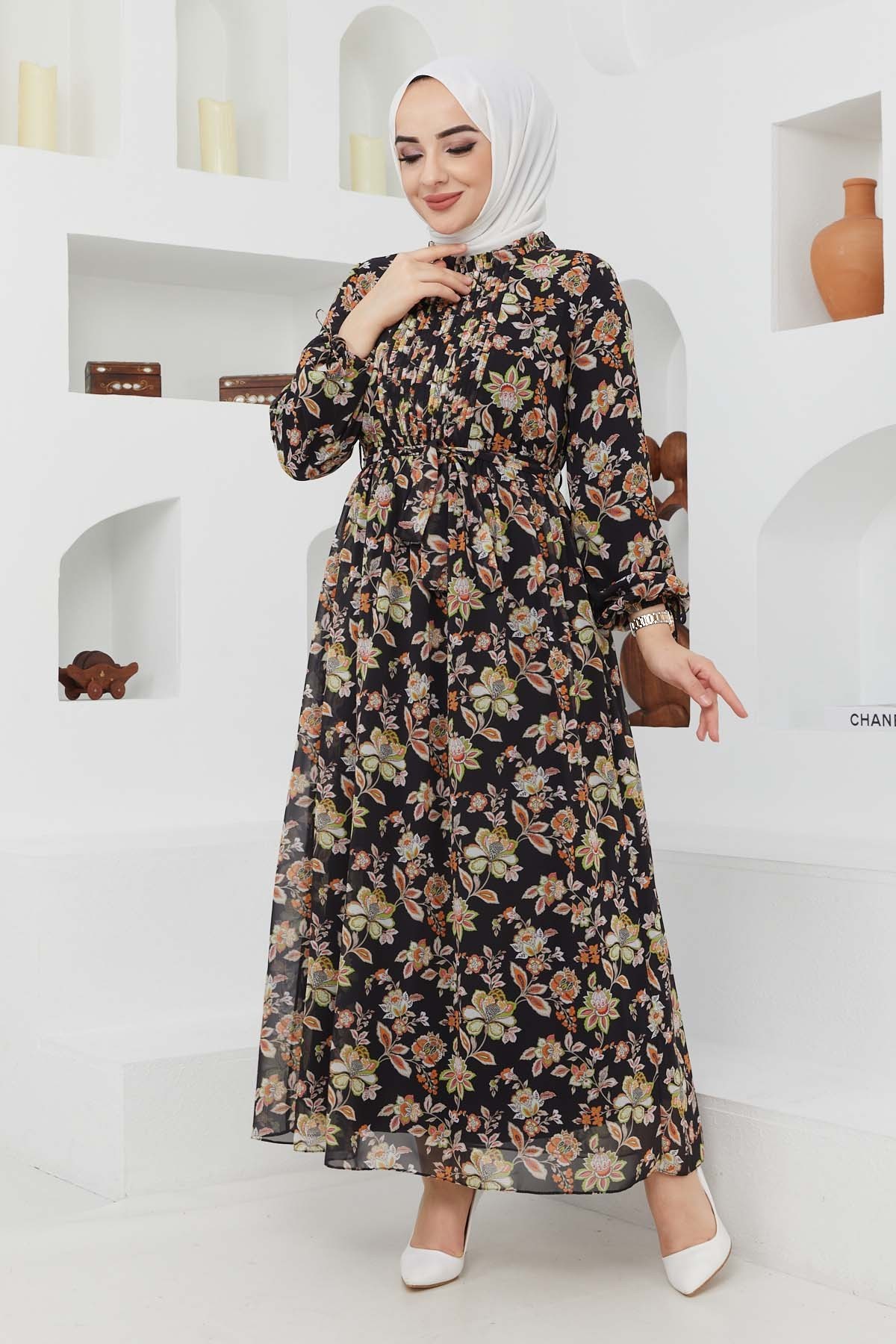 Sıla Şifon Elbise - Siyah