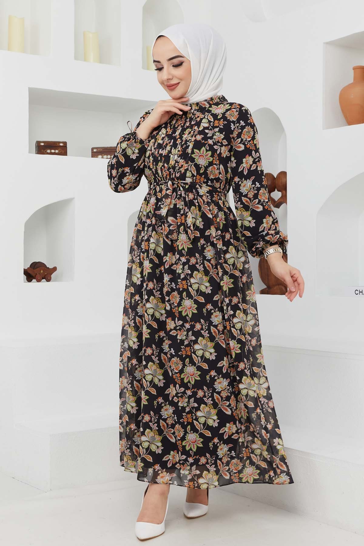 Sıla Şifon Elbise - Siyah