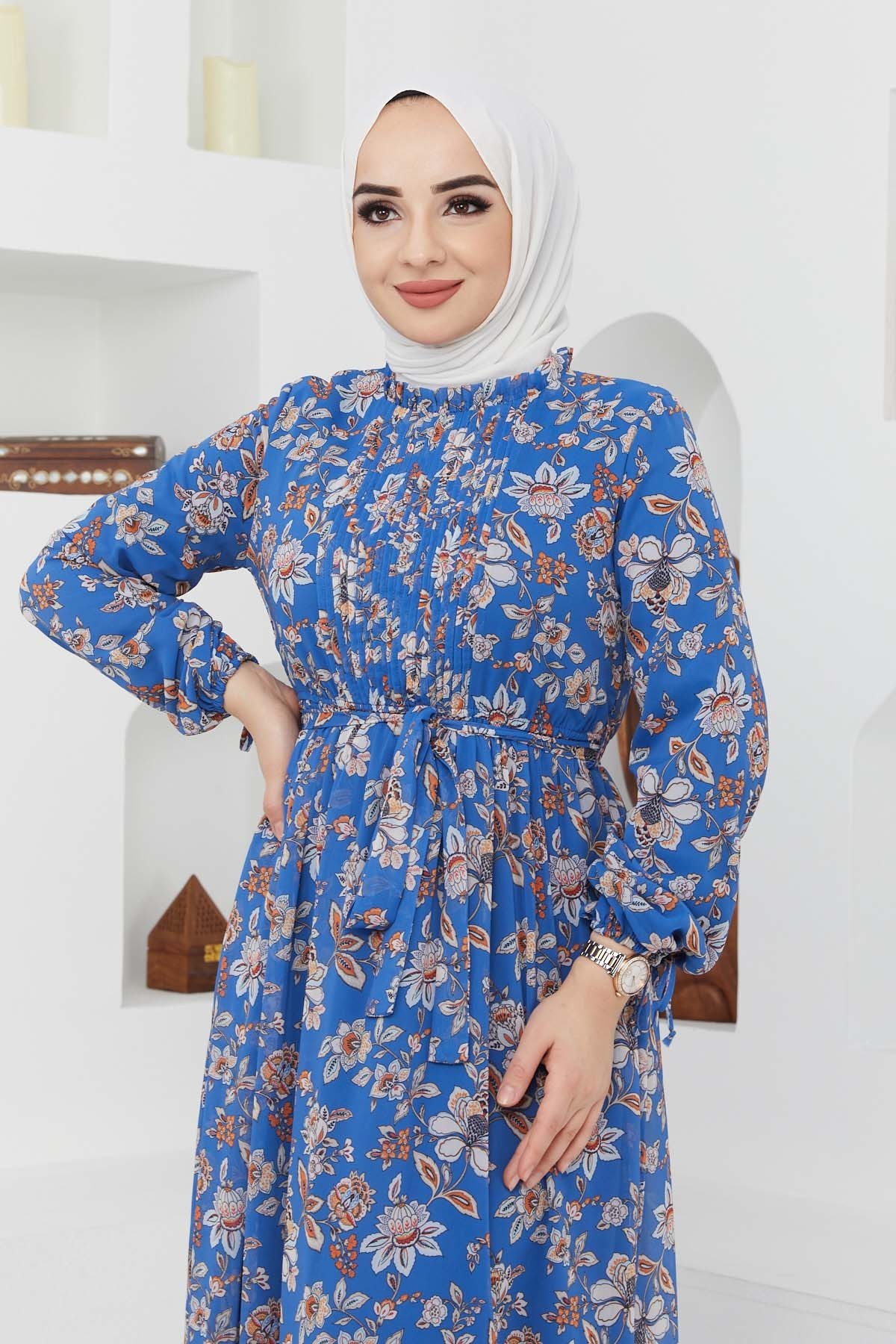 Sıla Şifon Elbise - Mavi