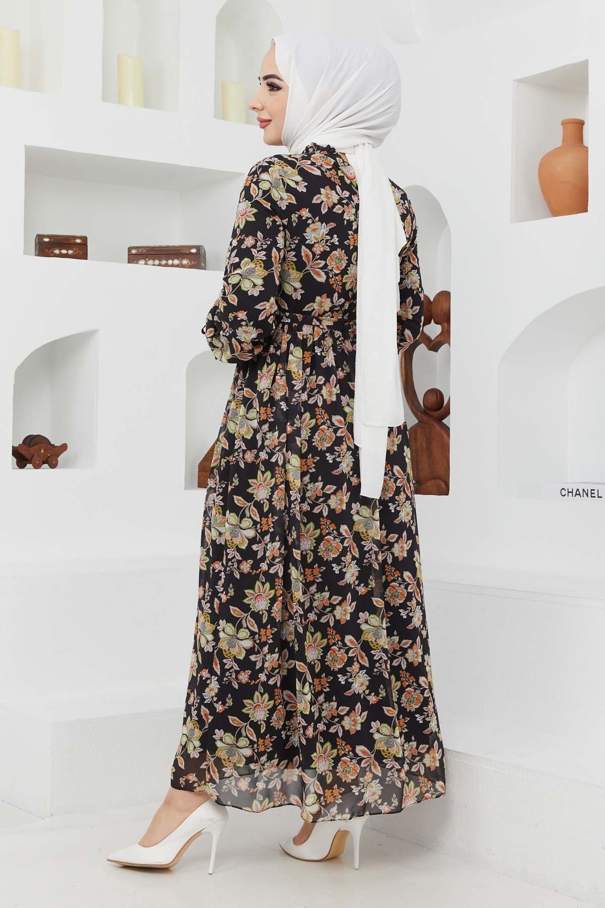 Sıla Şifon Elbise - Siyah