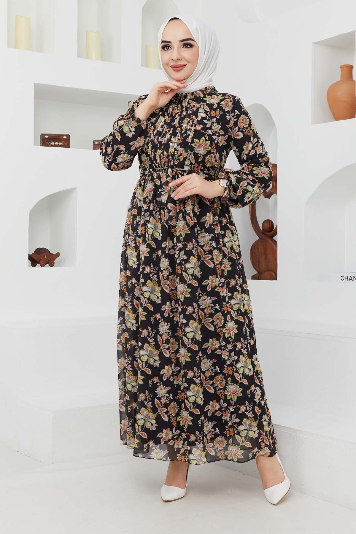 Sıla Şifon Elbise - Siyah