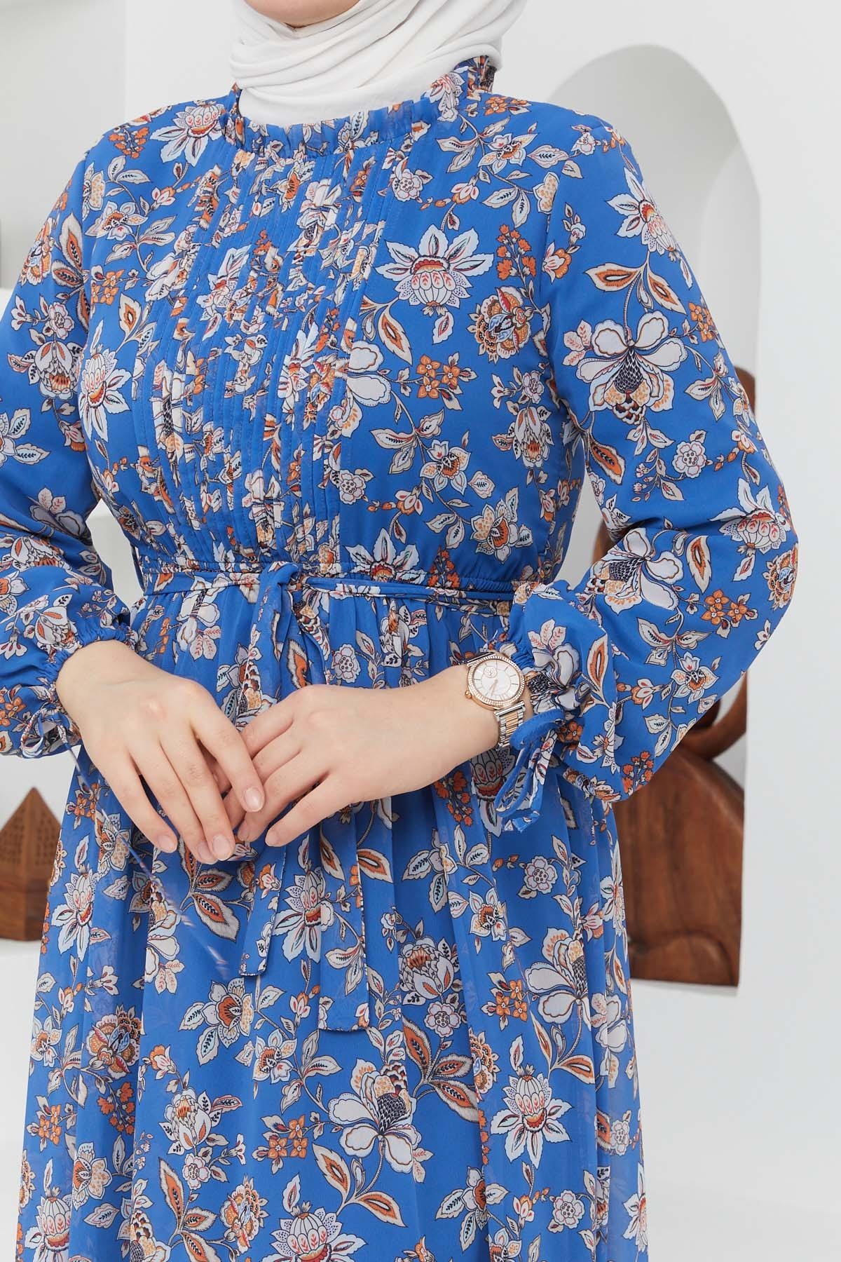 Sıla Şifon Elbise - Mavi