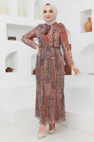 Açelya Şifon Elbise - Kahve