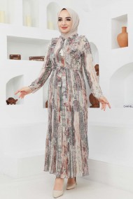 Açelya Şifon Elbise - Bej