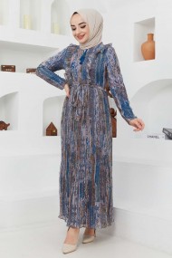 Açelya Şifon Elbise - İndigo