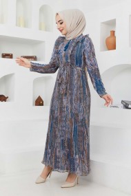 Açelya Şifon Elbise - İndigo