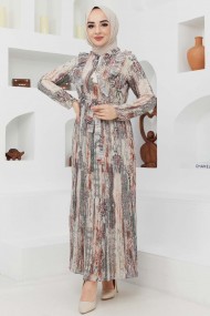 Açelya Şifon Elbise - Bej