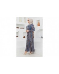 Açelya Şifon Elbise - İndigo