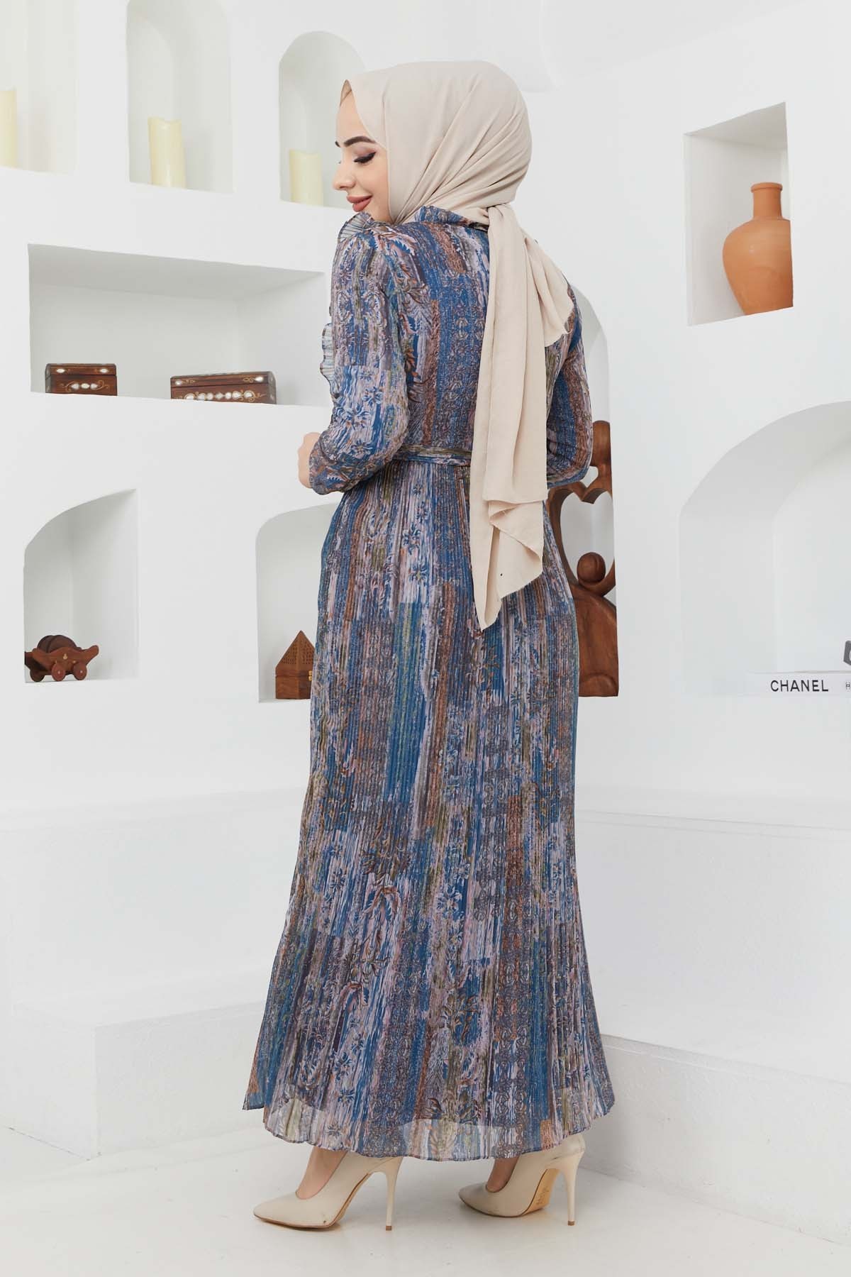 Açelya Şifon Elbise - İndigo