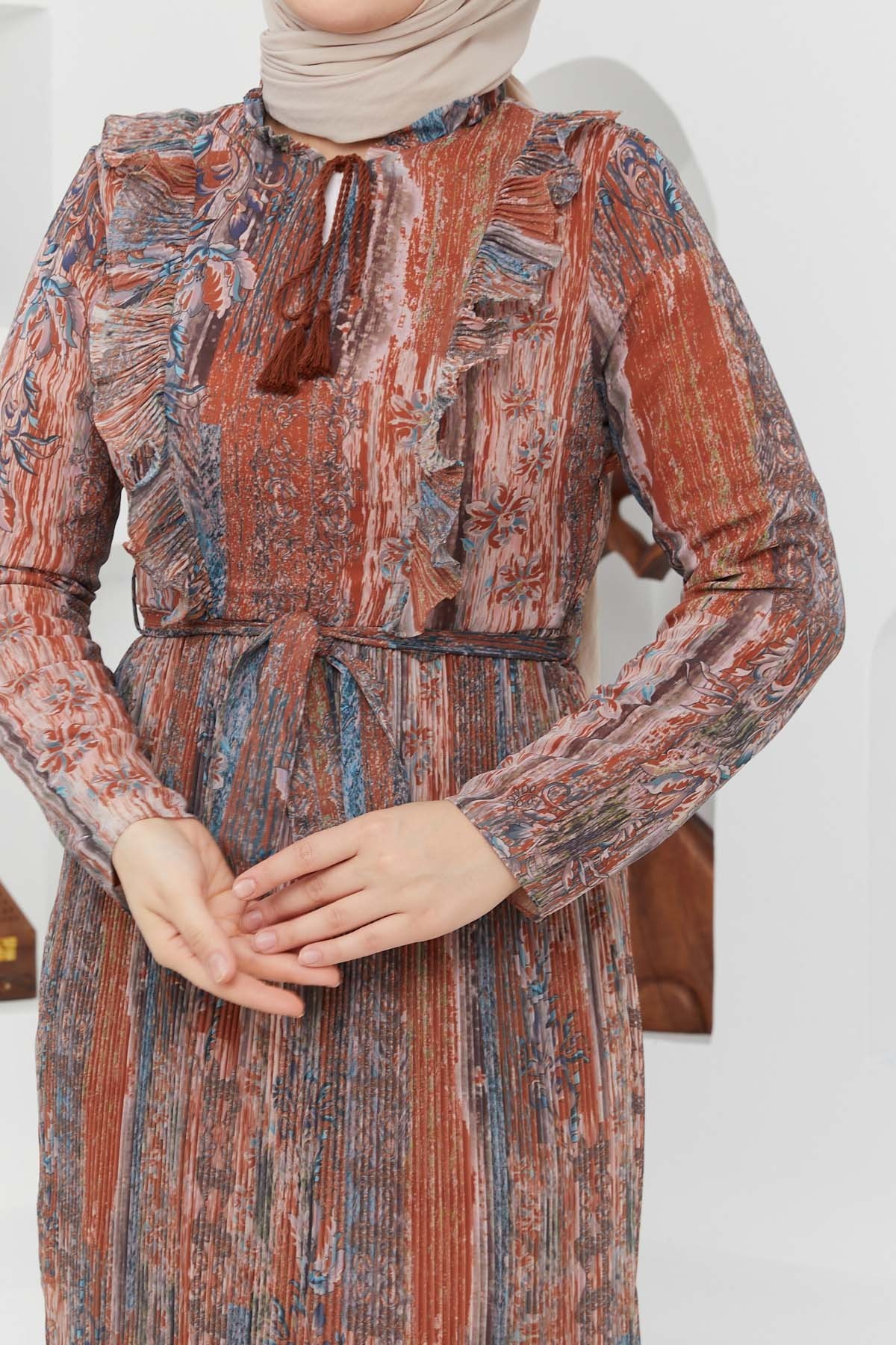 Açelya Şifon Elbise - Kahve