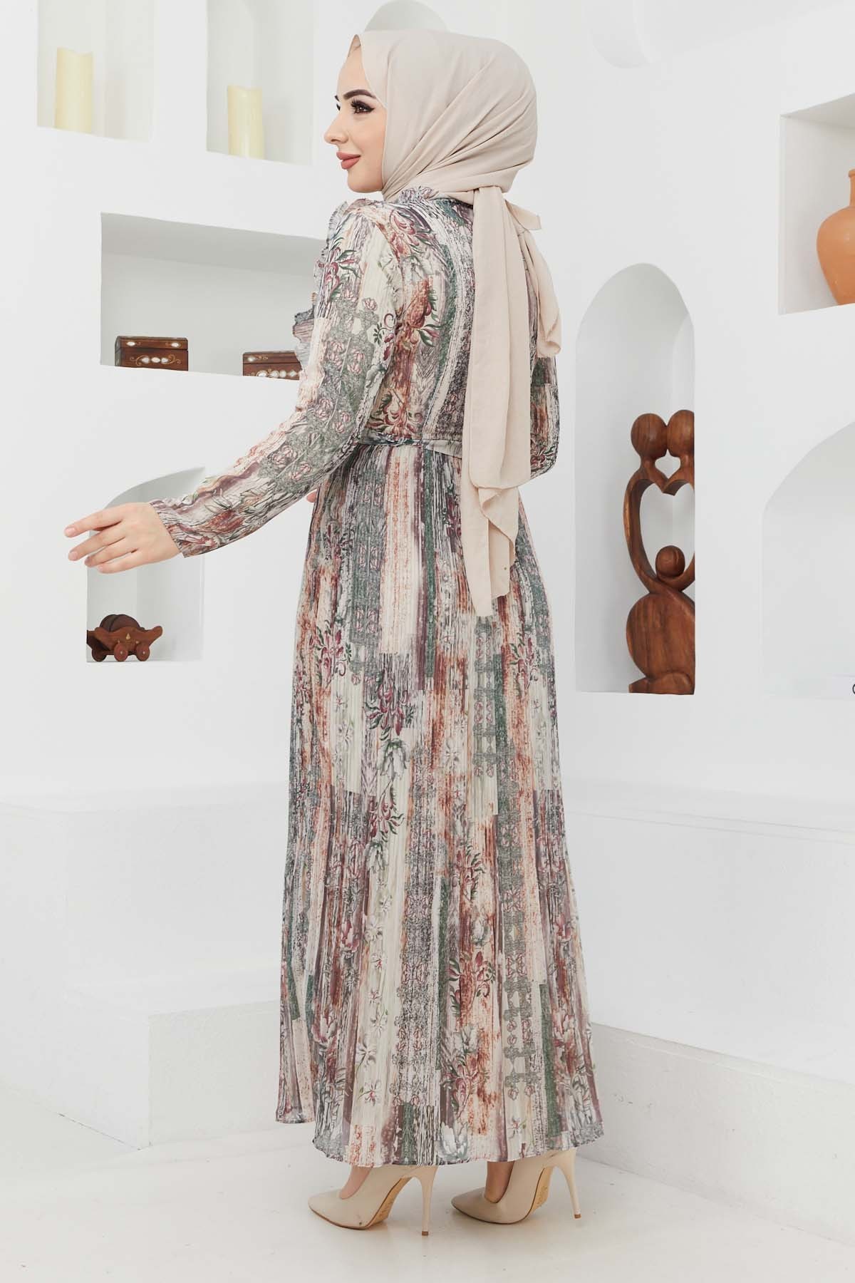 Açelya Şifon Elbise - Bej