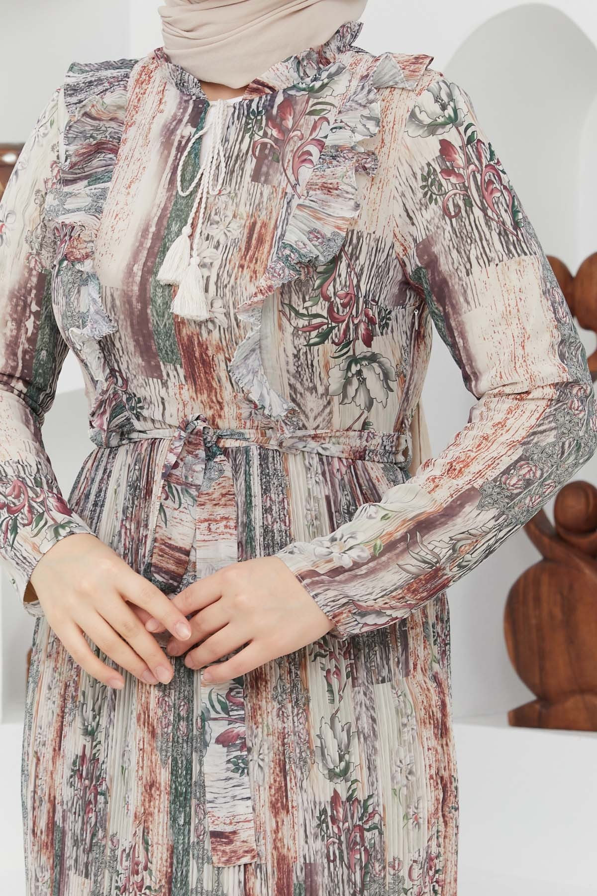 Açelya Şifon Elbise - Bej