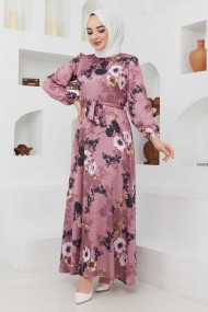 Ayşe Saten Elbise - Lila