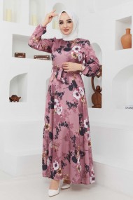 Ayşe Saten Elbise - Lila